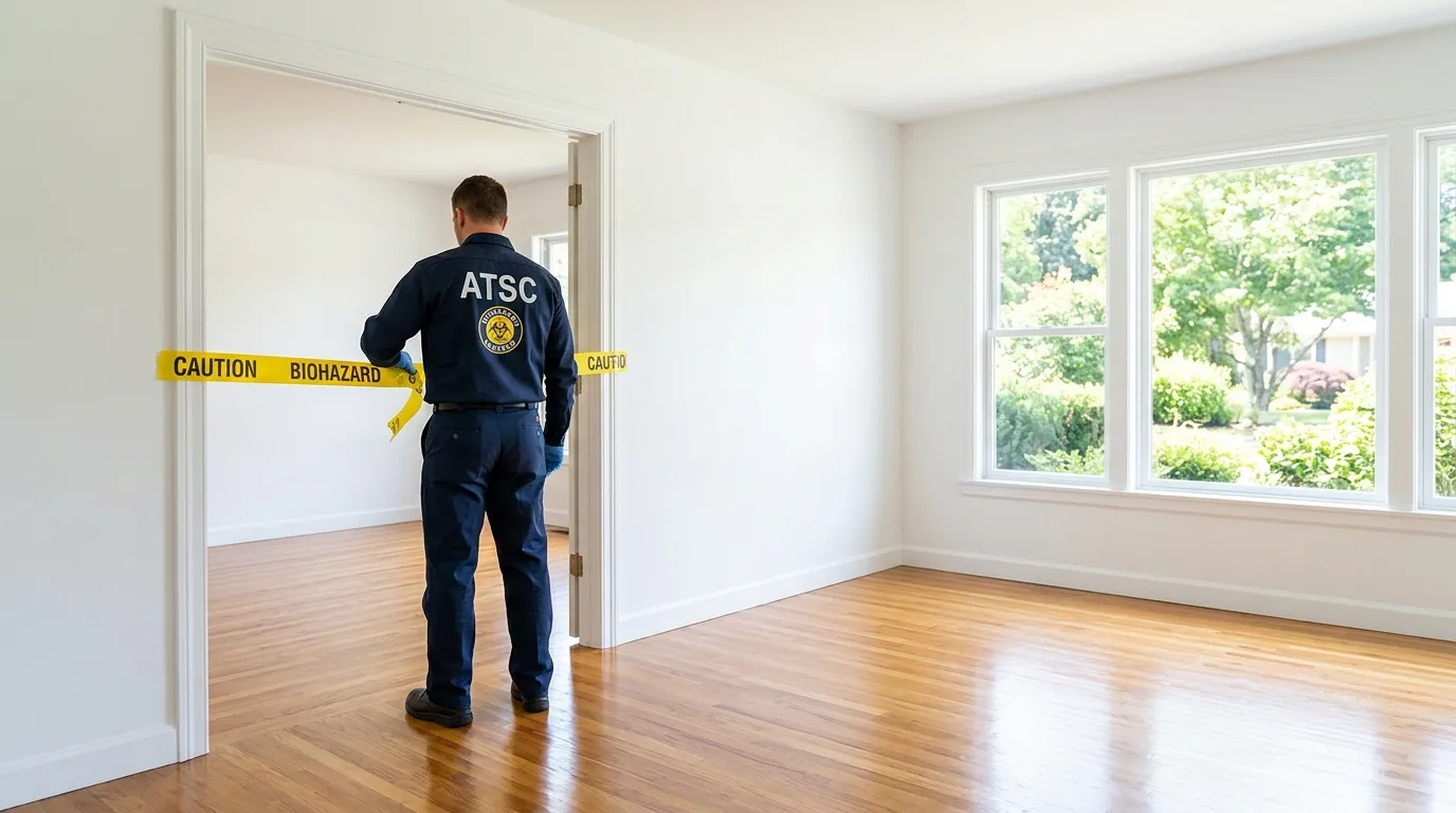 Certified biohazard cleanup crew performing Decomposition Cleanup in Friendswood